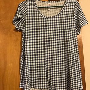 Navy gingham LuLaRoe Classic Tee. New!